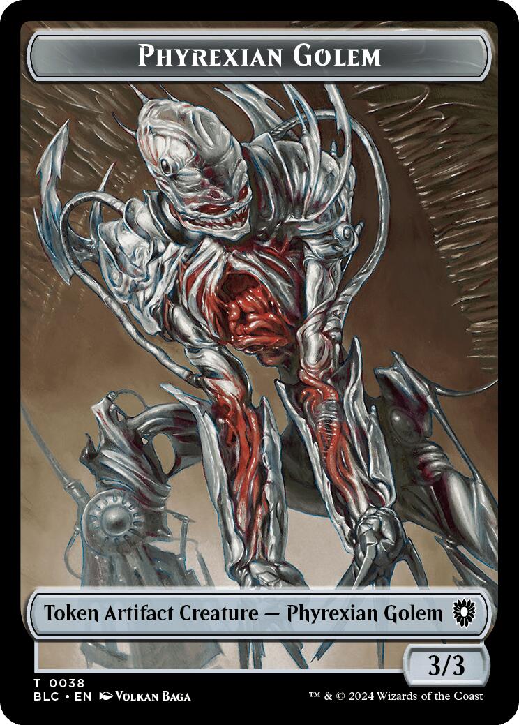 Phyrexian Golem // Faerie Double-Sided Token [Bloomburrow Commander Tokens] | Good Games Cannington
