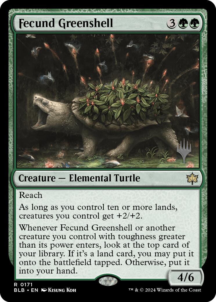 Fecund Greenshell (Promo Pack) [Bloomburrow Promos] | Good Games Cannington