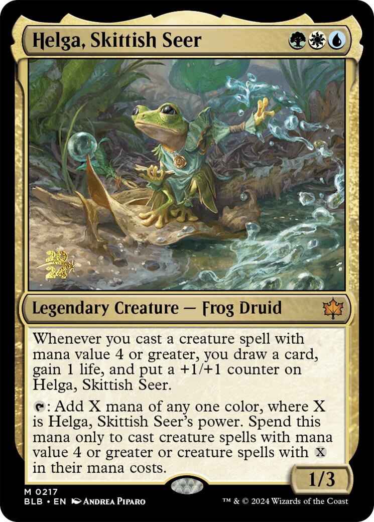 Helga, Skittish Seer [Bloomburrow Prerelease Promos] | Good Games Cannington