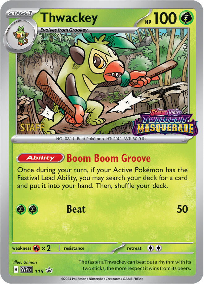 Thwackey (115) (Staff) [Scarlet & Violet: Black Star Promos] | Good Games Cannington