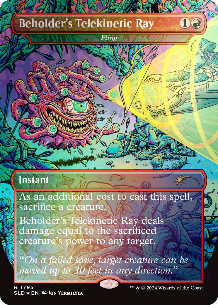 Beholder's Telekinetic Ray - Fling (Rainbow Foil) [Secret Lair Drop Series] | Good Games Cannington