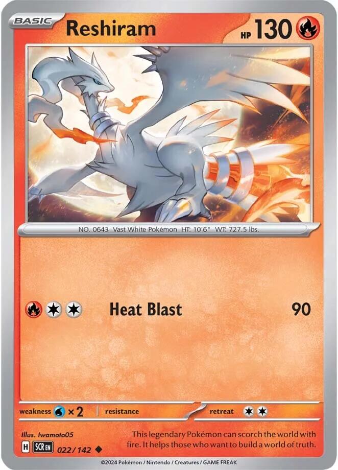Reshiram (022/142) [Scarlet & Violet: Stellar Crown] | Good Games Cannington