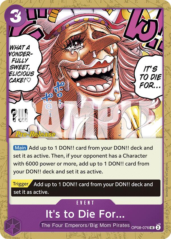 It's to Die For [Two Legends Pre-Release Cards] | Good Games Cannington