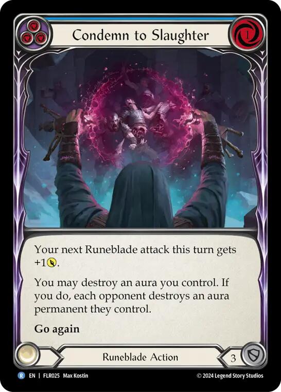 Condemn to Slaughter (Blue) [FLR025] (Rosetta Florian Blitz Deck) | Good Games Cannington