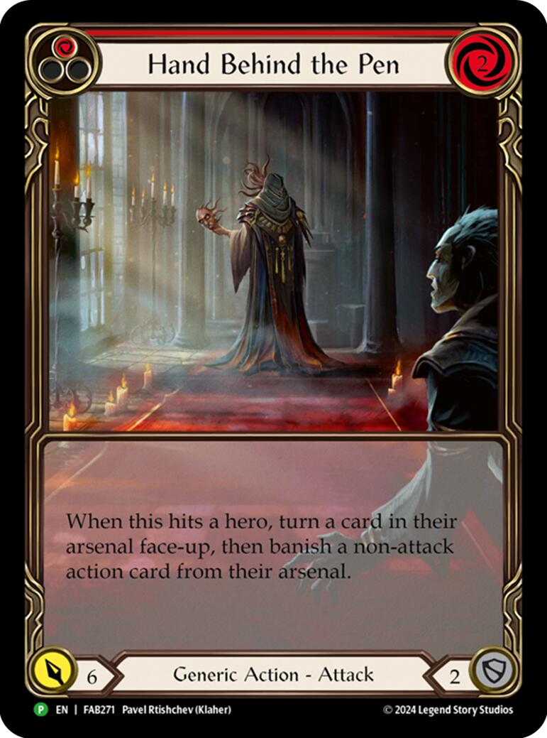 Hand Behind the Pen (Extended Art) [FAB271] (Promo)  Rainbow Foil | Good Games Cannington