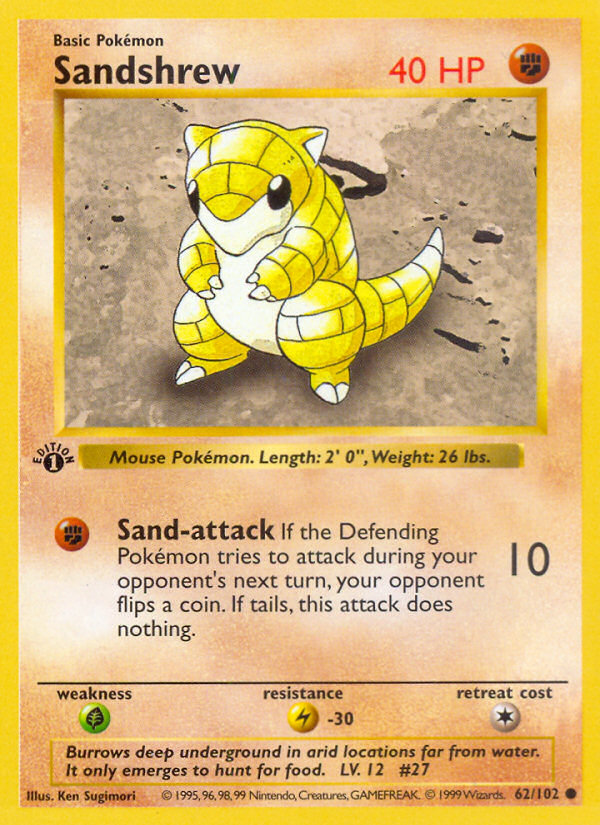 Sandshrew (62/102) (Shadowless) [Base Set 1st Edition] | Good Games Cannington