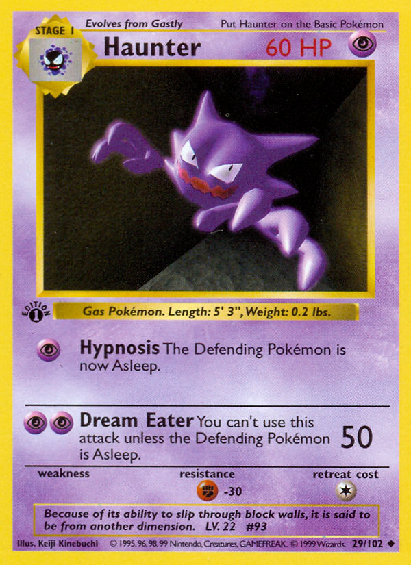 Haunter (29/102) (Shadowless) [Base Set 1st Edition] | Good Games Cannington