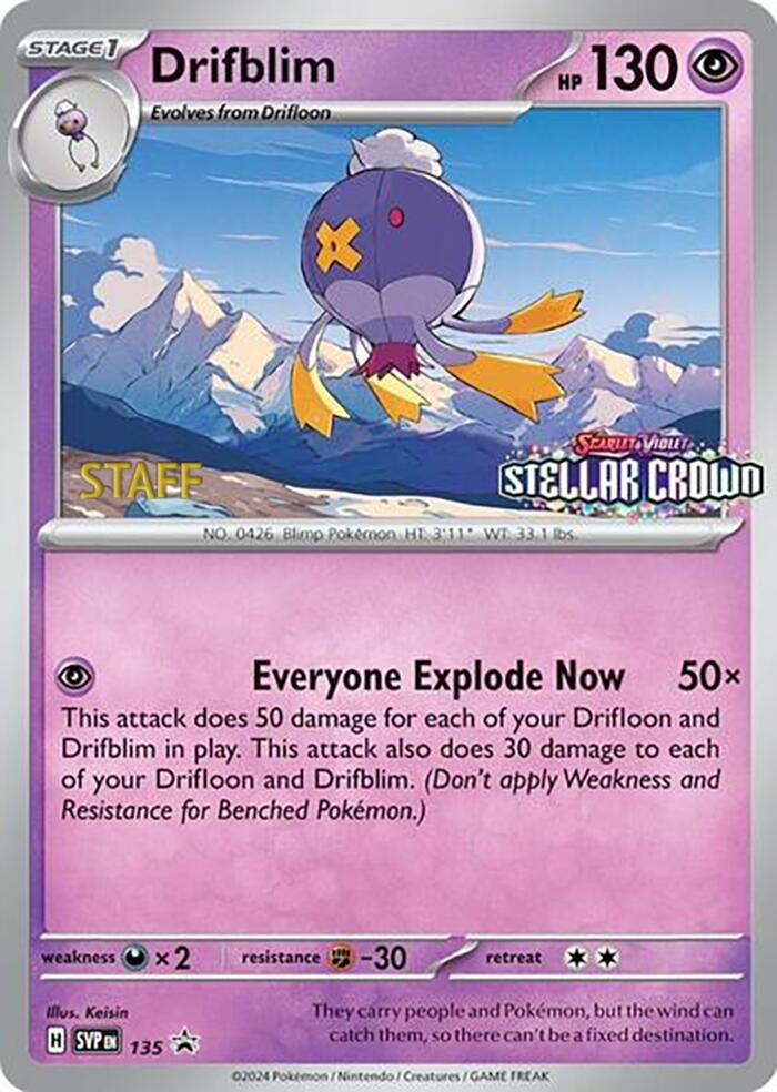 Drifblim (135) (Staff Promo) [Scarlet & Violet: Black Star Promos] | Good Games Cannington