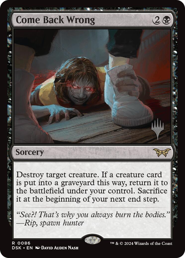 Come Back Wrong (0086) (Promo Pack) [Duskmourn: House of Horror Promos] | Good Games Cannington