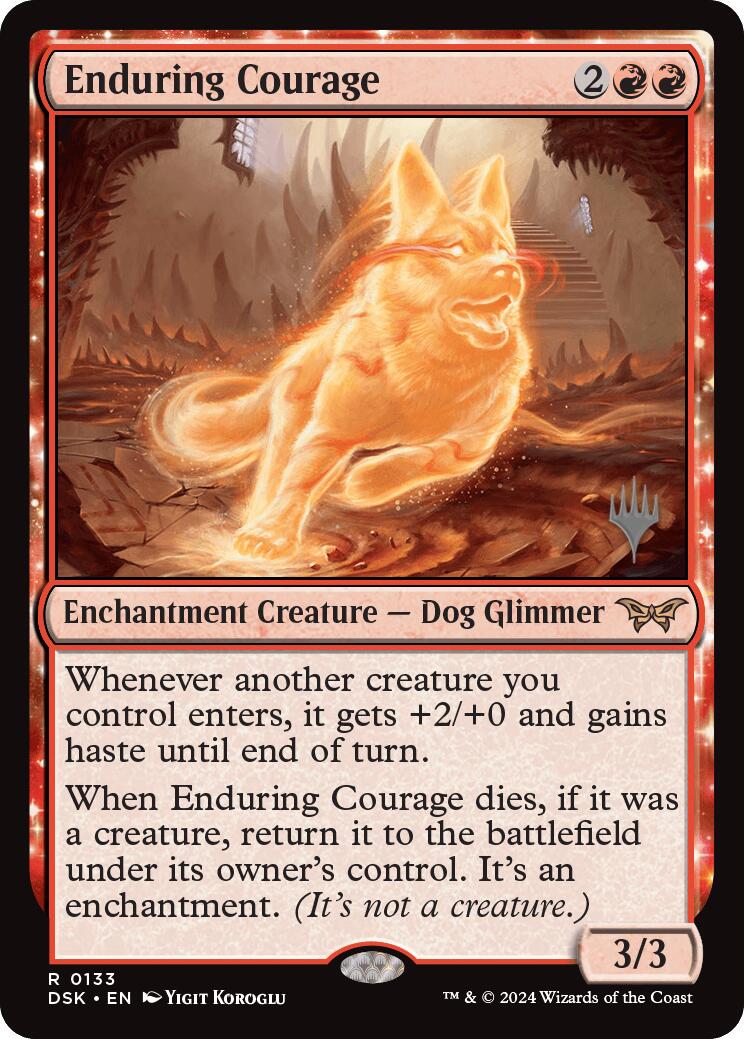 Enduring Courage (Promo Pack) [Duskmourn: House of Horror Promos] | Good Games Cannington