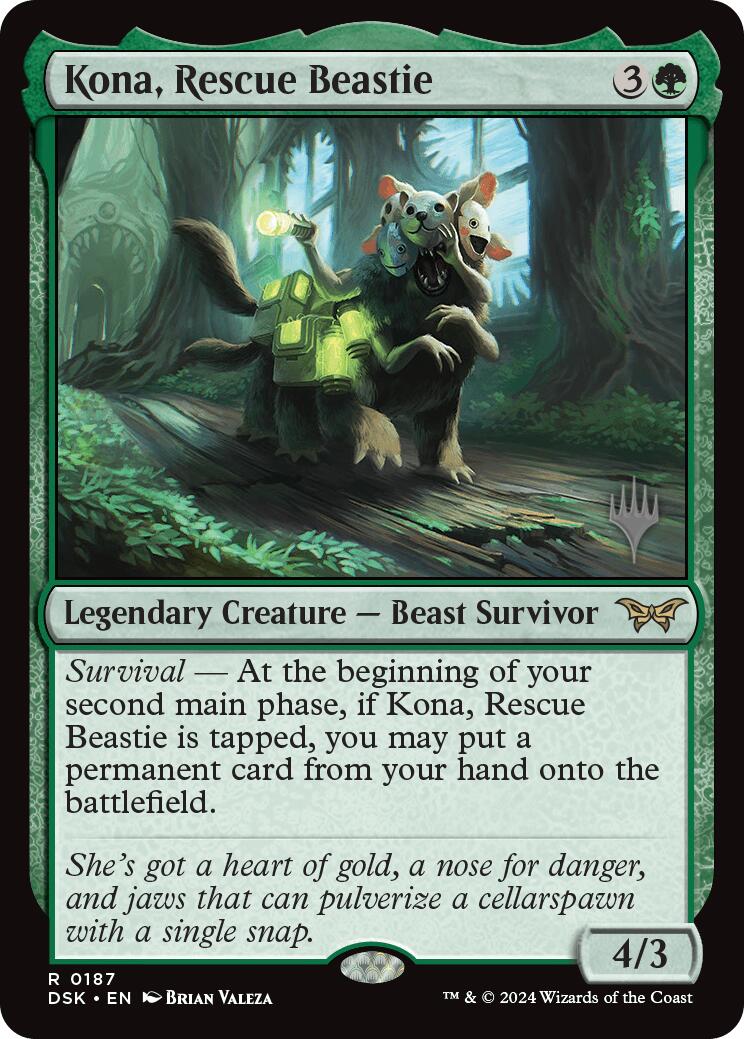 Kona, Rescue Beastie (0187) (Promo Pack) [Duskmourn: House of Horror Promos] | Good Games Cannington