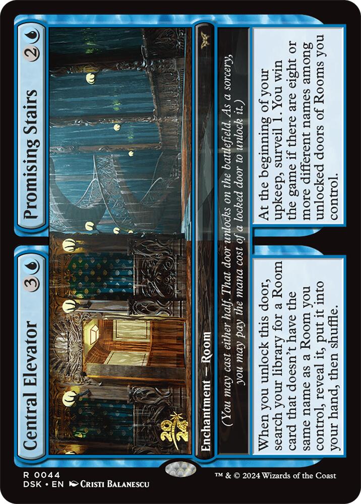 Central Elevator // Promising Stairs [Duskmourn: House of Horror Prerelease Promos] | Good Games Cannington