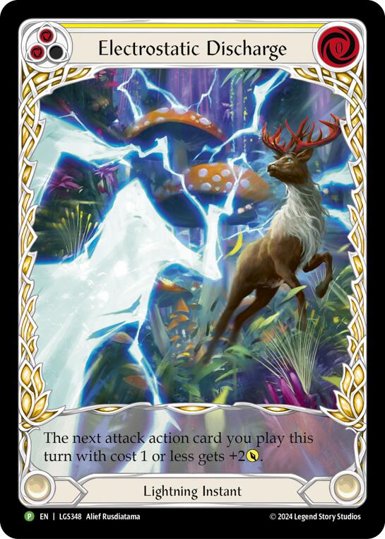 Electostatic Discharge (Yellow) (Extended Art) [LGS348] (Promo)  Rainbow Foil | Good Games Cannington