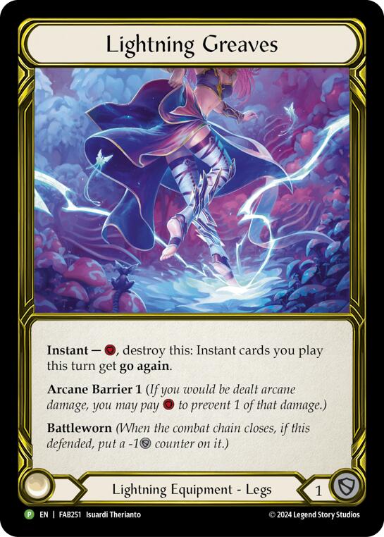 Lightning Greaves (Golden) [FAB251] (Promo)  Cold Foil | Good Games Cannington