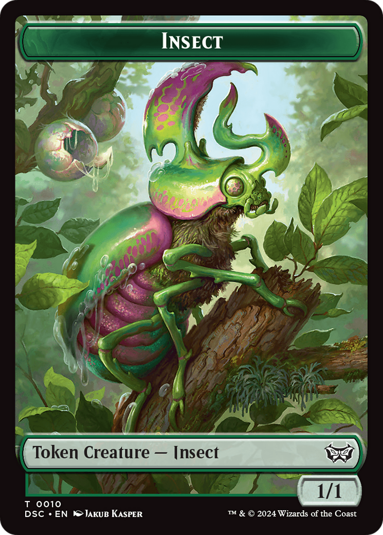 Wurm (0019) // Insect (0010) Double-Sided Token [Duskmourn: House of Horror Commander Tokens] | Good Games Cannington