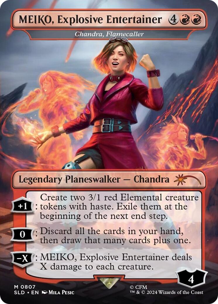 MEIKO, Explosive Entertainer - Chandra, Flamecaller [Secret Lair Drop Series] | Good Games Cannington