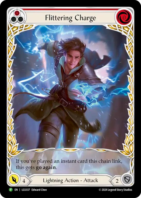 Flittering Charge (Red) (Extended Art) [LGS337] (Promo)  Rainbow Foil | Good Games Cannington