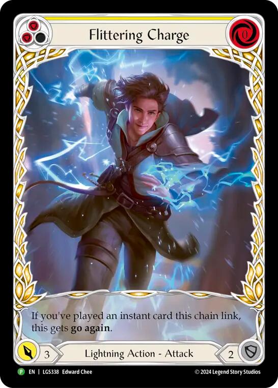 Flittering Charge (Yellow) (Extended Art) [LGS338] (Promo)  Rainbow Foil | Good Games Cannington