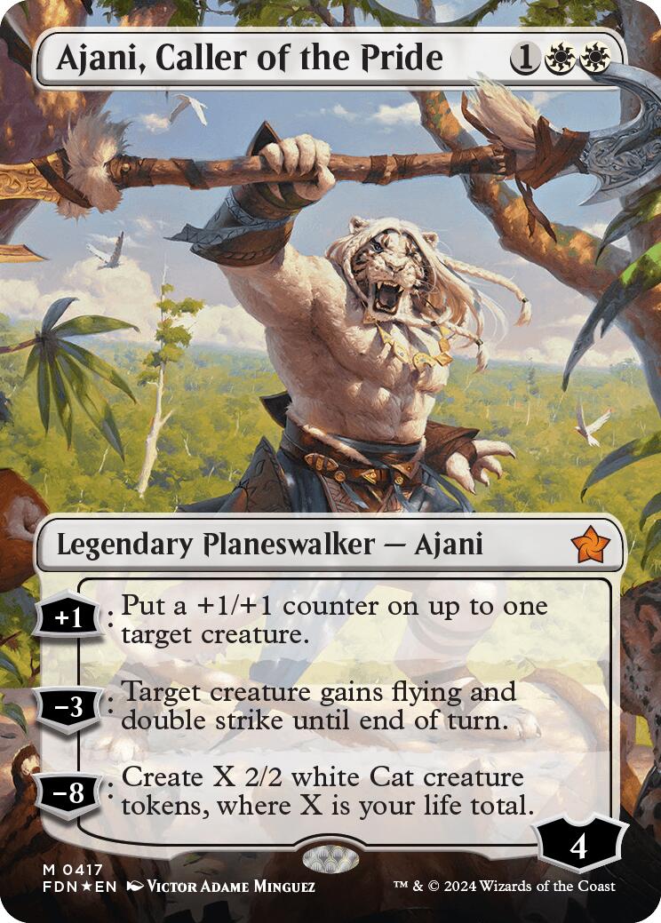 Ajani, Caller of the Pride (Borderless) (Mana Foil) [Foundations] | Good Games Cannington
