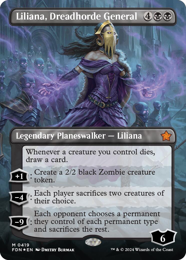 Liliana, Dreadhorde General (Borderless) (Mana Foil) [Foundations] | Good Games Cannington