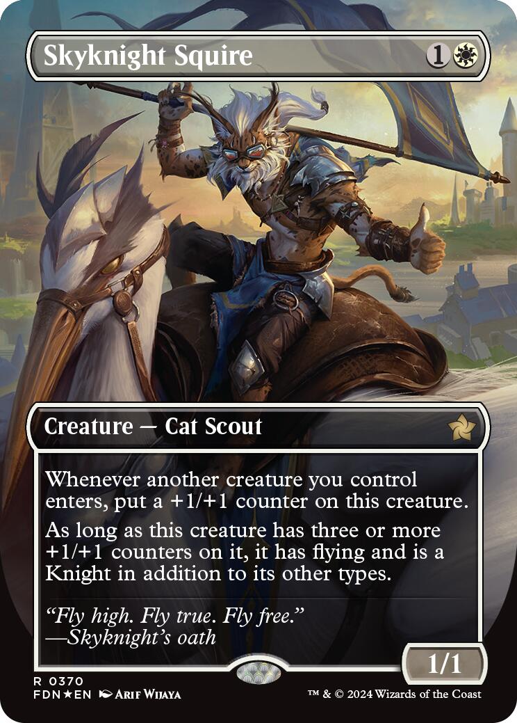Skyknight Squire (Borderless) (Mana Foil) [Foundations] | Good Games Cannington