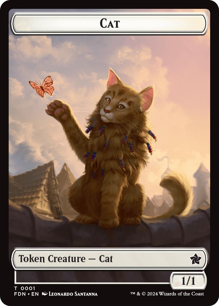 Spirit // Cat (0001) Doubled-Sided Token [Foundations Tokens] | Good Games Cannington