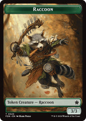 Elf Warrior // Raccoon Doubled-Sided Token [Foundations Tokens] | Good Games Cannington