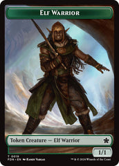 Elf Warrior // Raccoon Doubled-Sided Token [Foundations Tokens] | Good Games Cannington