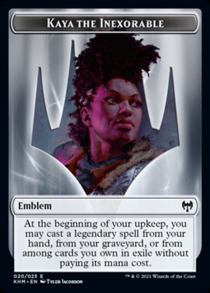 Kaya the Inexorable Emblem [Kaldheim Tokens] | Good Games Cannington