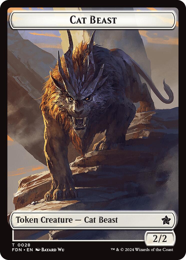 Cat Beast // Dragon (0017) Double-Sided Token [Foundations Tokens] | Good Games Cannington