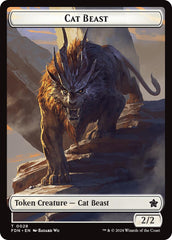 Cat Beast // Dragon (0017) Double-Sided Token [Foundations Tokens] | Good Games Cannington