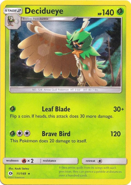 Decidueye (11/149) (Water Web Holo) [Sun & Moon: Base Set] | Good Games Cannington