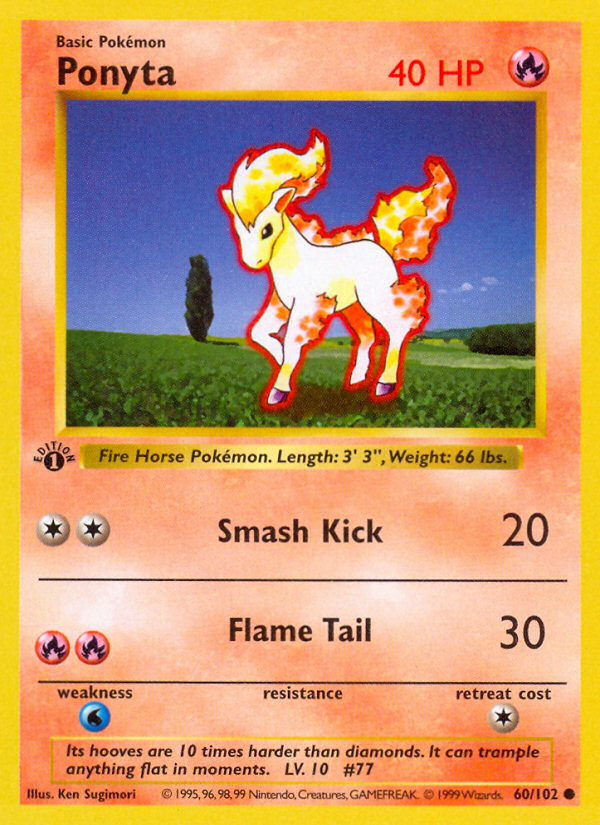 Ponyta (60/102) (Shadowless) [Base Set 1st Edition] | Good Games Cannington