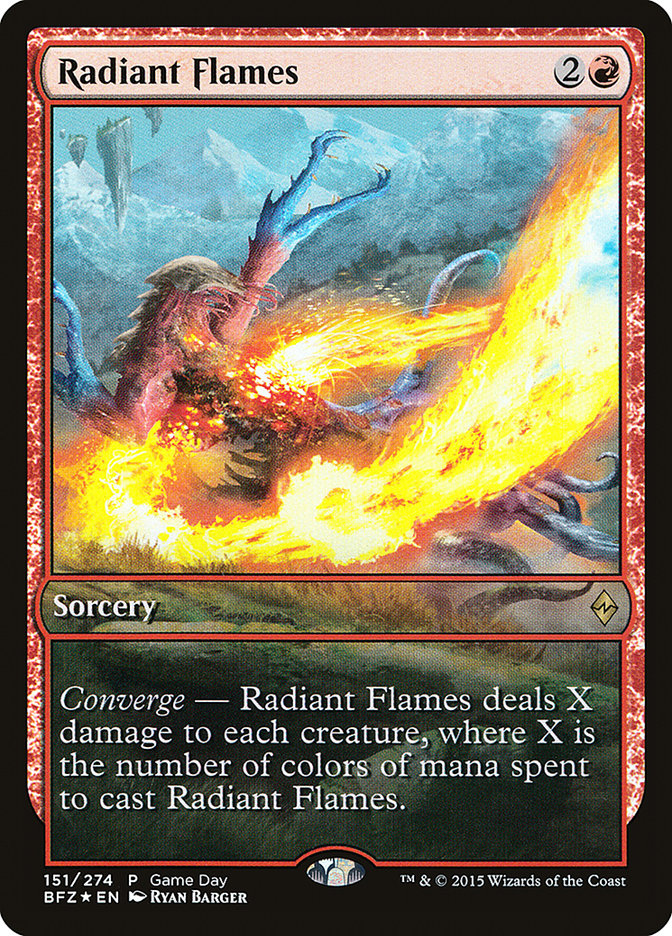 Radiant Flames (Game Day) [Battle for Zendikar Promos] | Good Games Cannington
