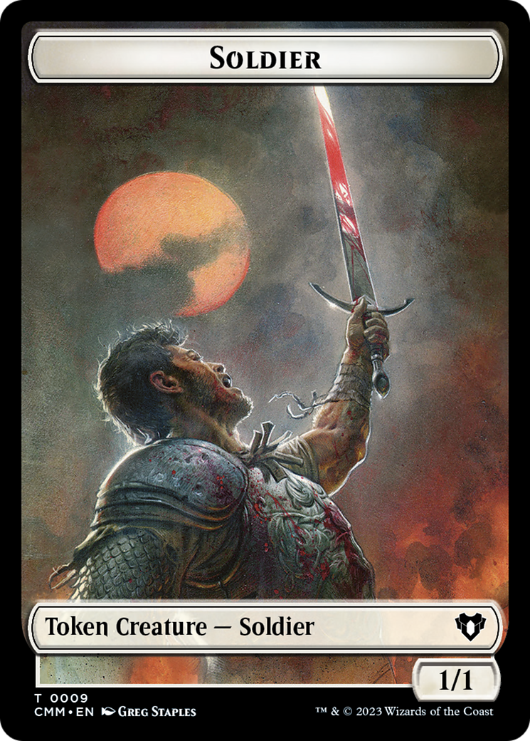 Soldier (0009) // Daretti, Scrap Savant Emblem Double-Sided Token [Commander Masters Tokens] | Good Games Cannington
