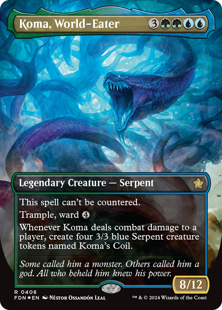 Koma, World-Eater (Borderless) (Mana Foil) [Foundations] | Good Games Cannington