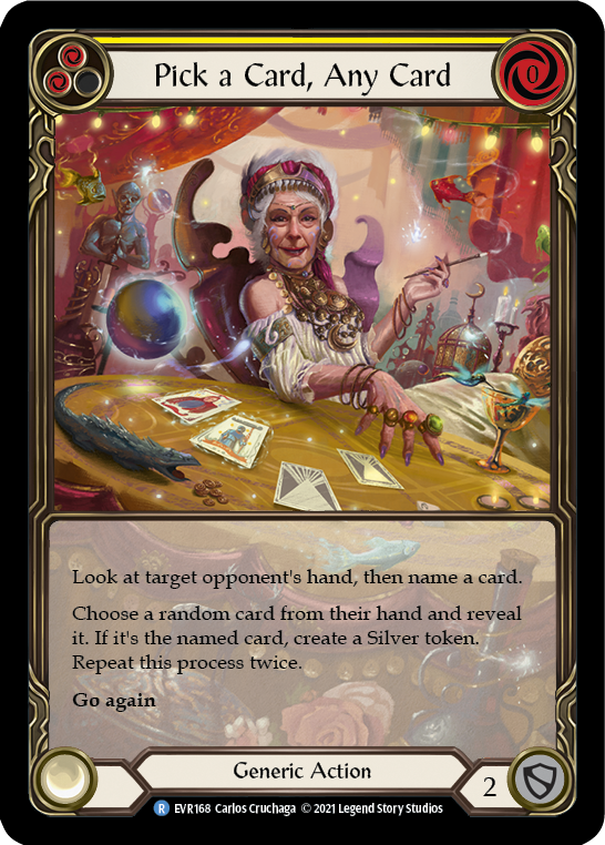 Pick a Card, Any Card (Yellow) [EVR168] (Everfest)  1st Edition Extended Art Rainbow Foil | Good Games Cannington