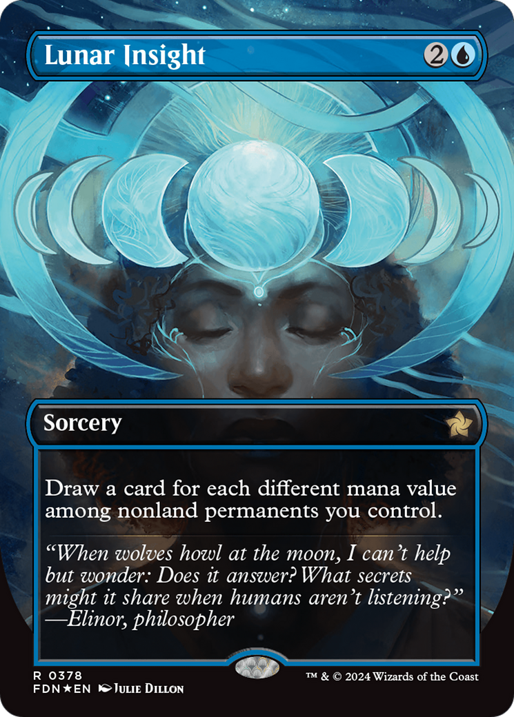 Lunar Insight (Borderless) (Mana Foil) [Foundations] | Good Games Cannington
