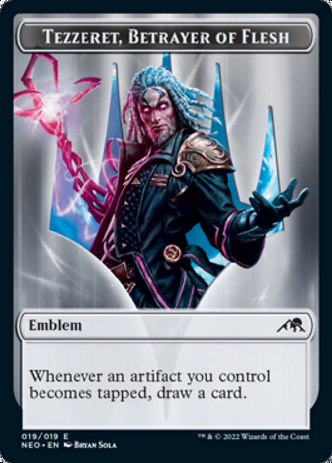 Samurai // Tezzeret, Betrayer of Flesh Emblem Double-Sided Token [Kamigawa: Neon Dynasty Tokens] | Good Games Cannington