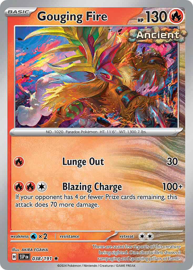 Gouging Fire (038/191) (Theme Deck Exclusive) [Scarlet & Violet: Surging Sparks] | Good Games Cannington