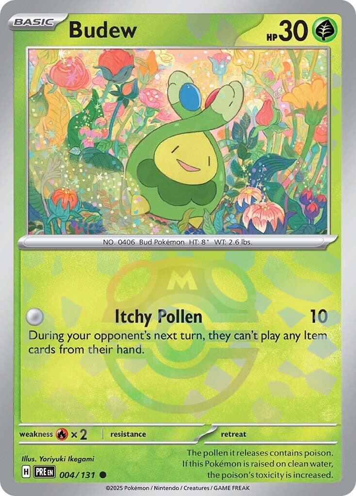 Budew (004/131) (Master Ball Pattern) [Scarlet & Violet: Prismatic Evolutions] | Good Games Cannington