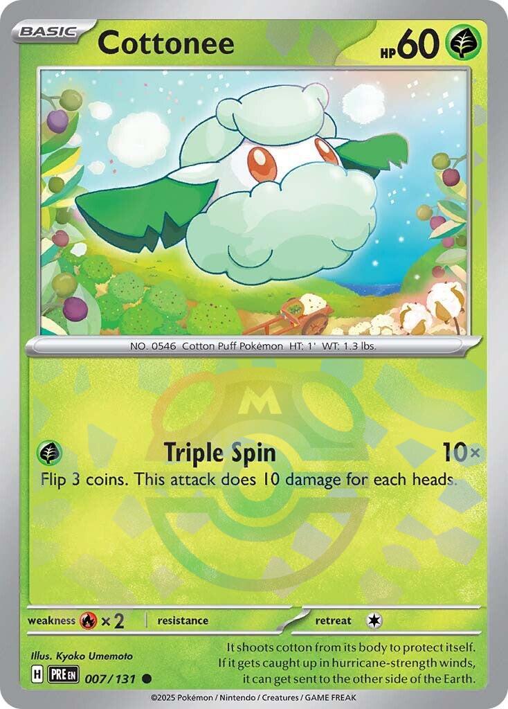 Cottonee (007/131) (Master Ball Pattern) [Scarlet & Violet: Prismatic Evolutions] | Good Games Cannington