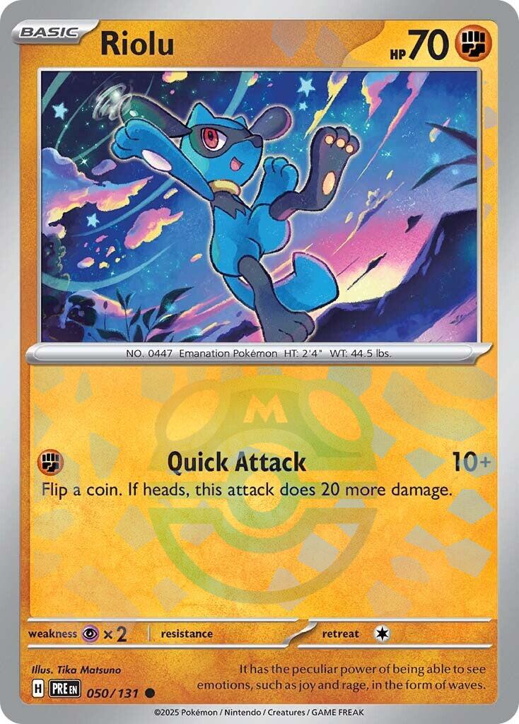 Riolu (050/131) (Master Ball Pattern) [Scarlet & Violet: Prismatic Evolutions] | Good Games Cannington