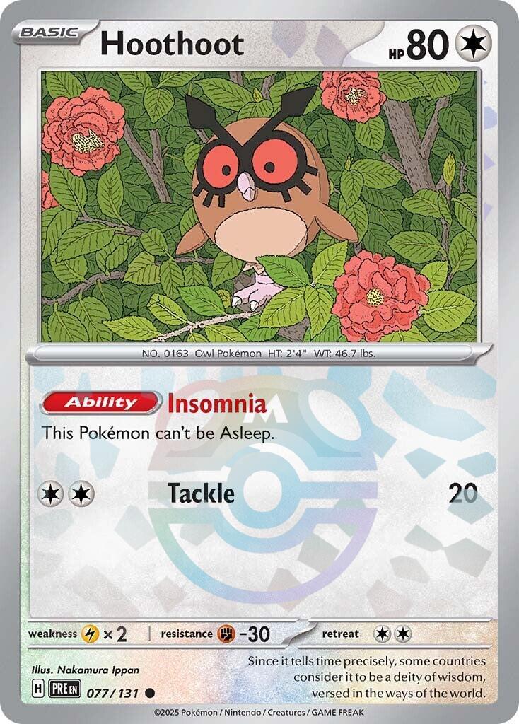 Hoothoot (077/131) (Master Ball Pattern) [Scarlet & Violet: Prismatic Evolutions] | Good Games Cannington