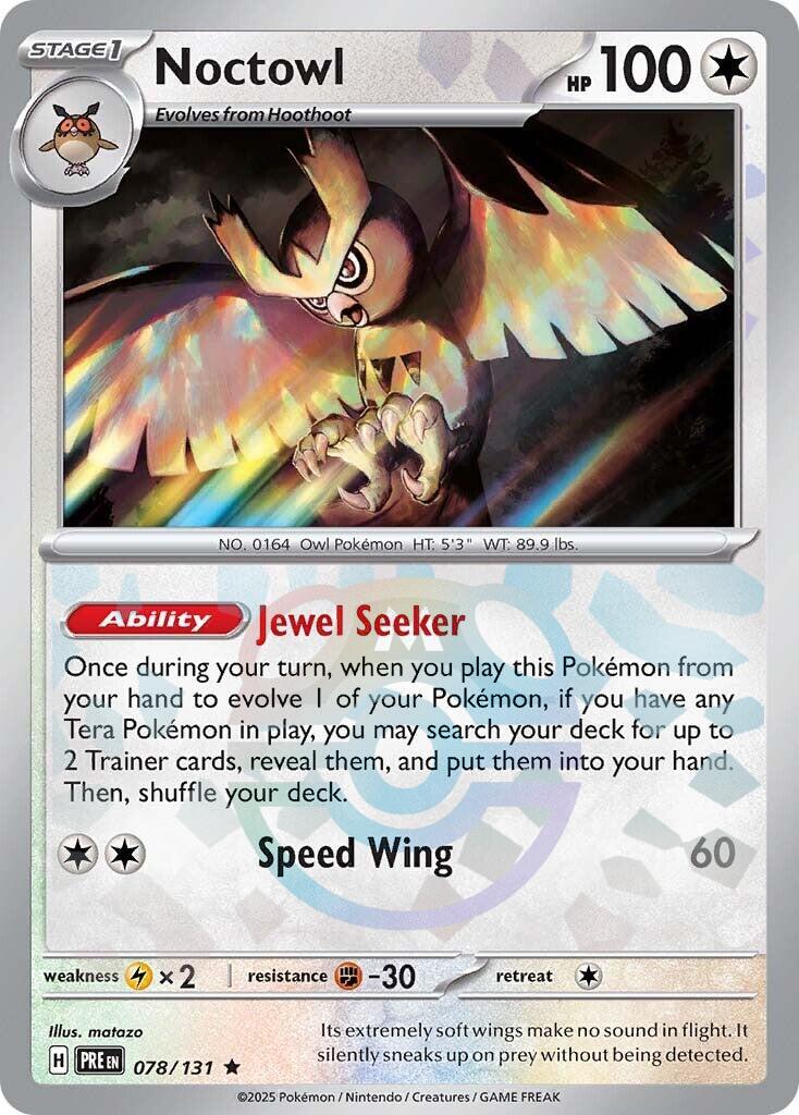 Noctowl (078/131) (Master Ball Pattern) [Scarlet & Violet: Prismatic Evolutions] | Good Games Cannington
