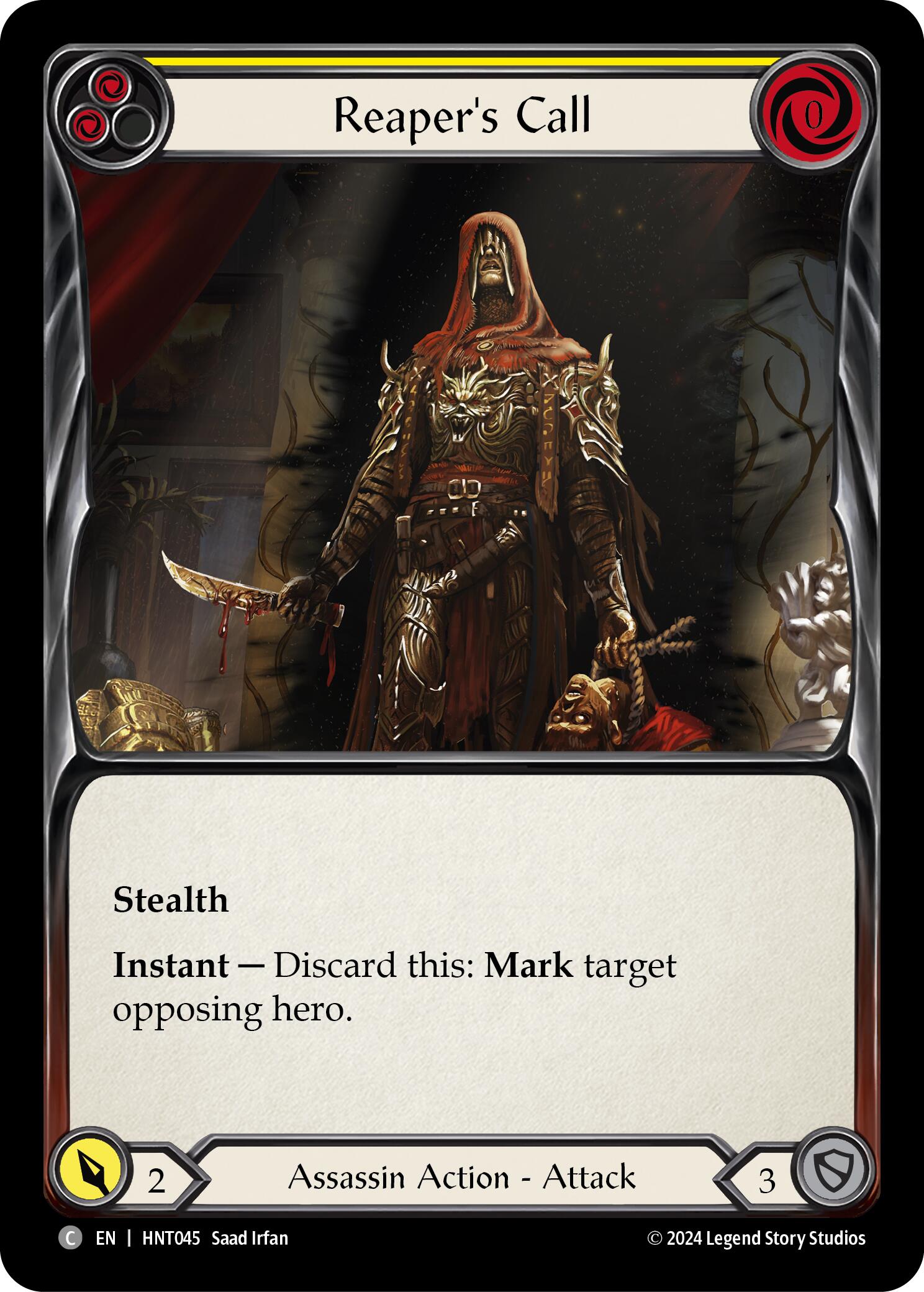 Reaper's Call (Yellow) [HNT045] (The Hunted)  Rainbow Foil | Good Games Cannington