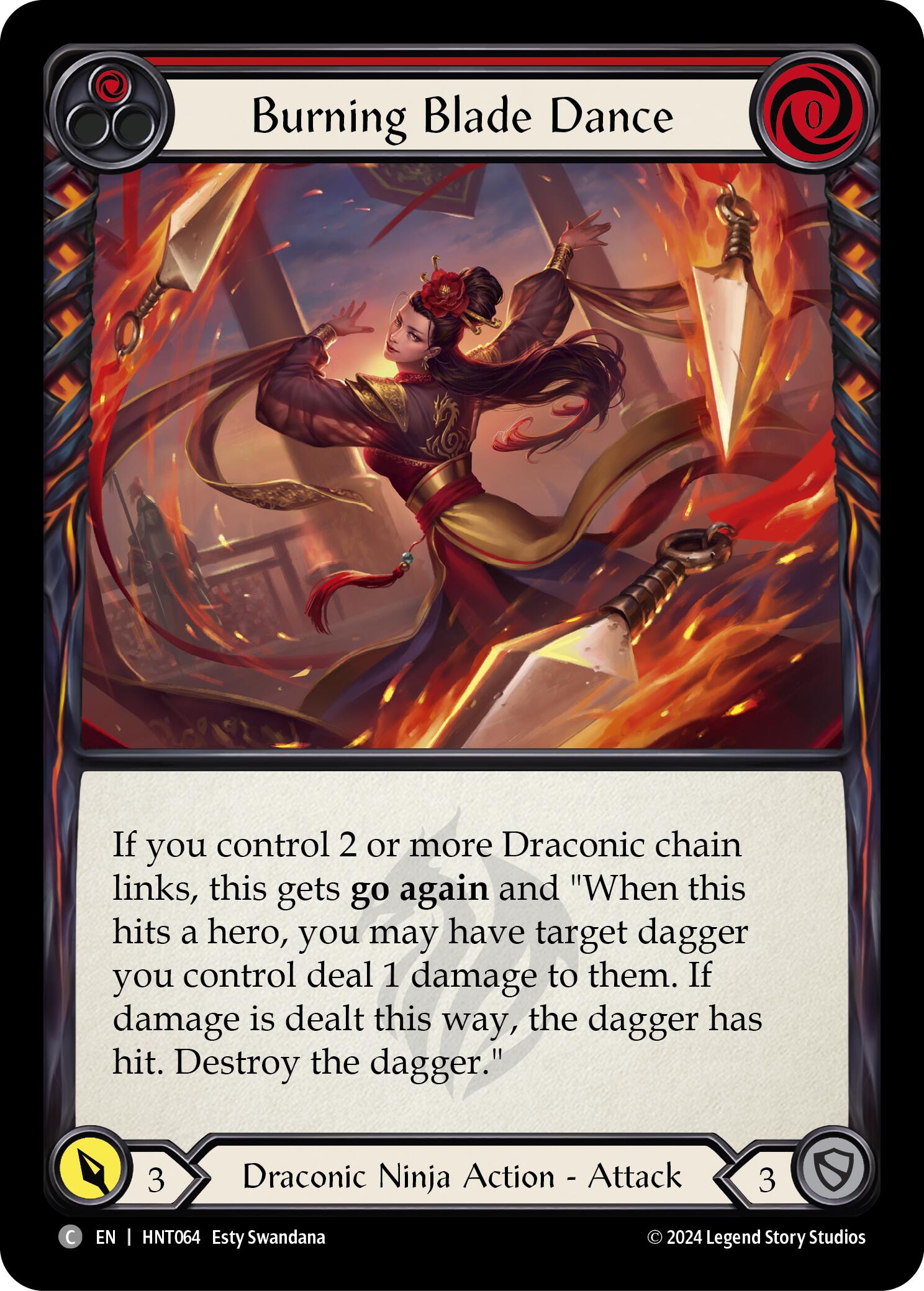 Burning Blade Dance (Red) [HNT064] (The Hunted)  Rainbow Foil | Good Games Cannington