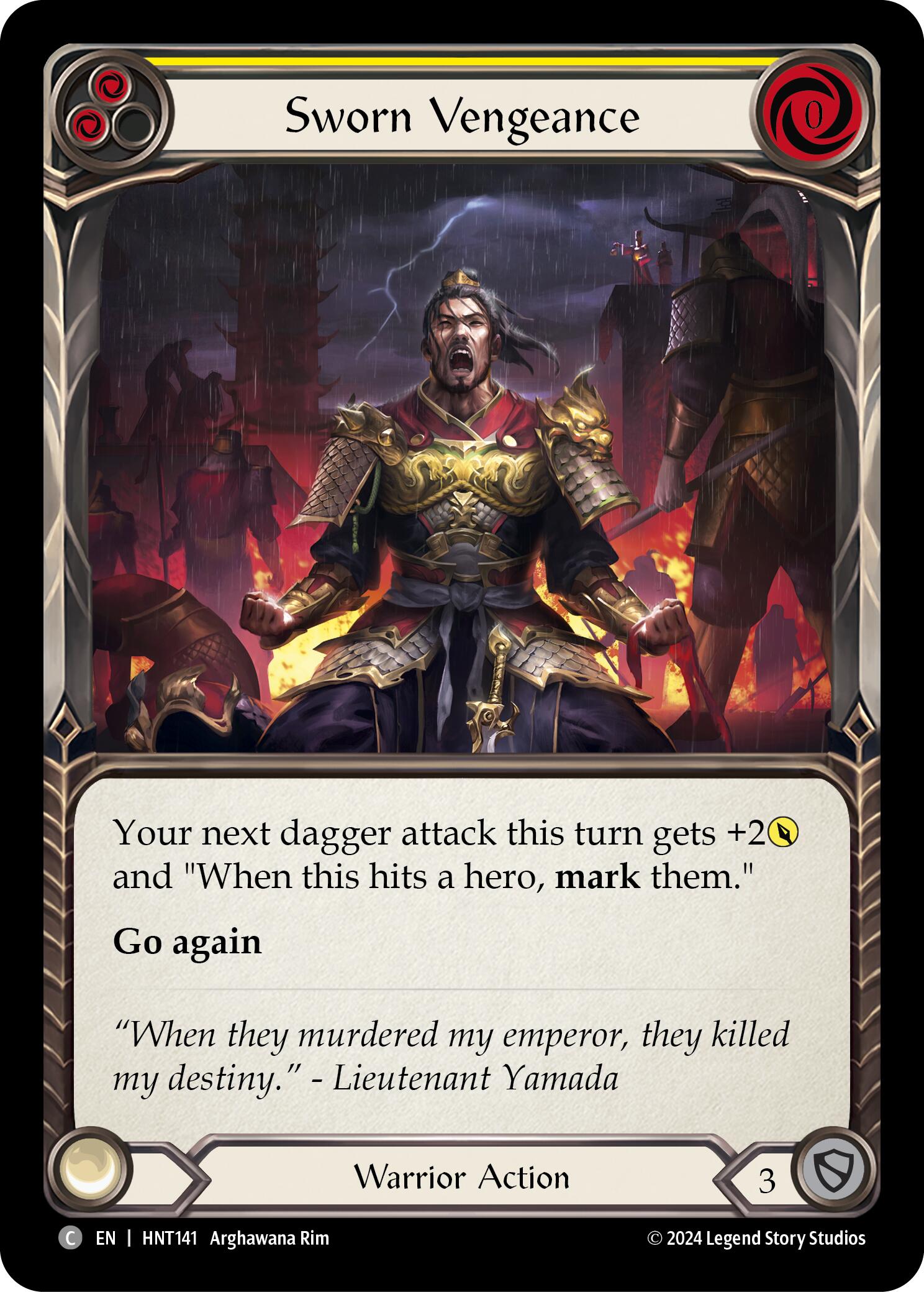 Sworn Vengeance (Yellow) [HNT141] (The Hunted)  Rainbow Foil | Good Games Cannington