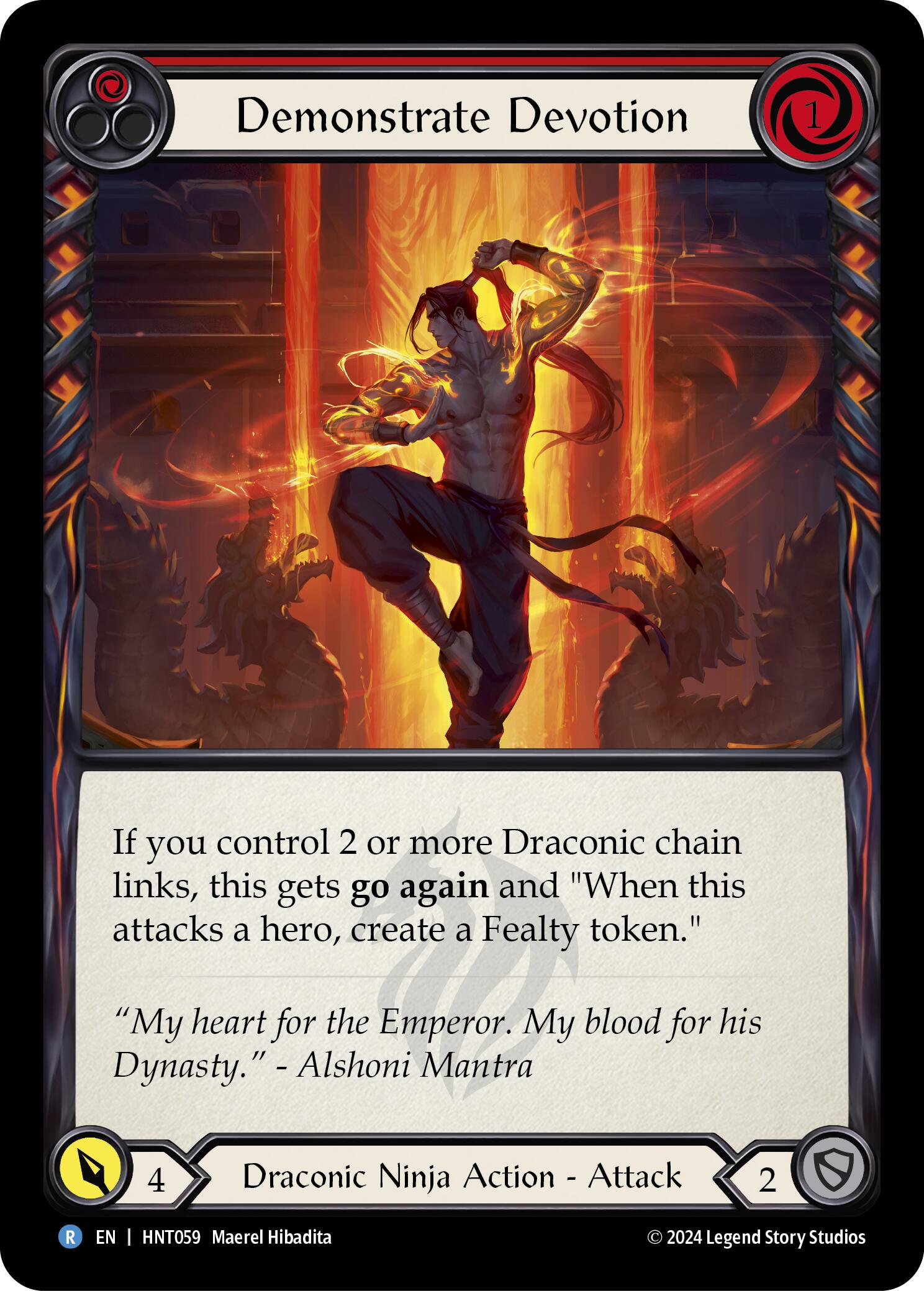 Demonstrate Devotion (Red) [HNT059] (The Hunted)  Rainbow Foil | Good Games Cannington