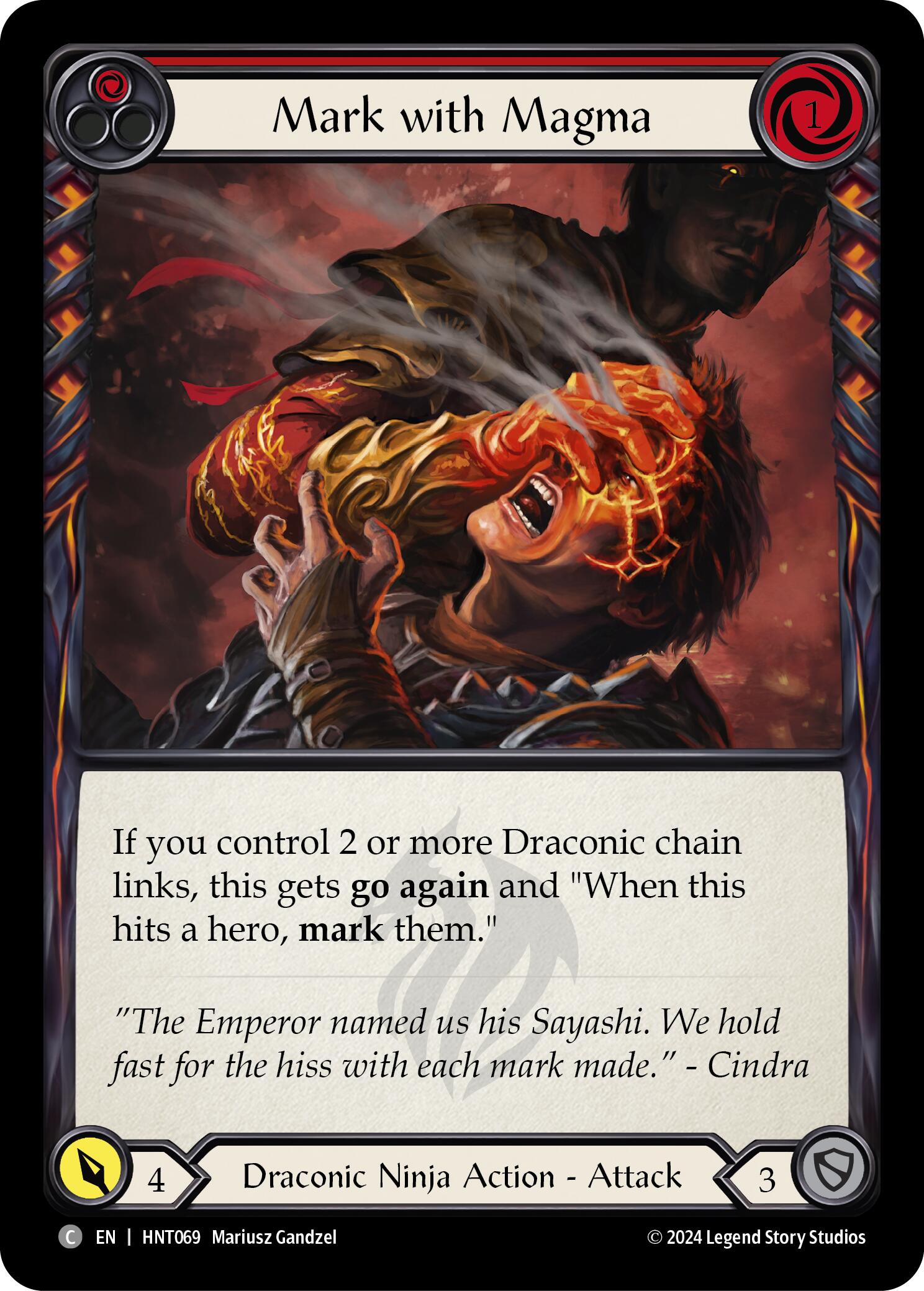 Mark with Magma (Red) [HNT069] (The Hunted)  Rainbow Foil | Good Games Cannington